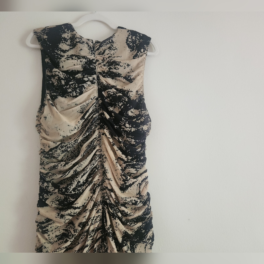 H&M STUDIO Resort Collection Mesh PATERNED Light Yellow Black Dress Sz XXL BNWT - Picture 13 of 15